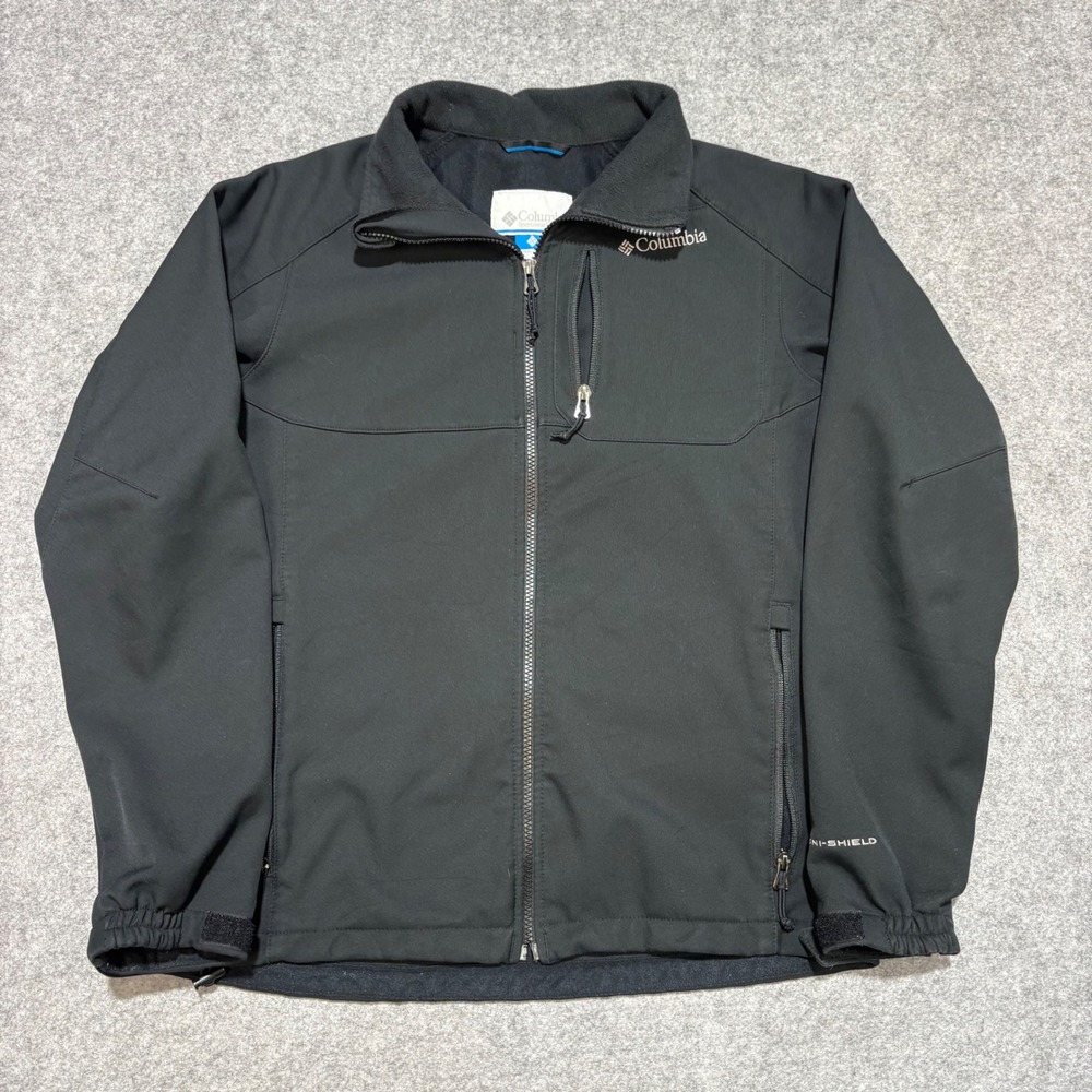 Columbia Omni-Shield Softshell Jacket Mens Medium Black Full Zip Fleece Lined